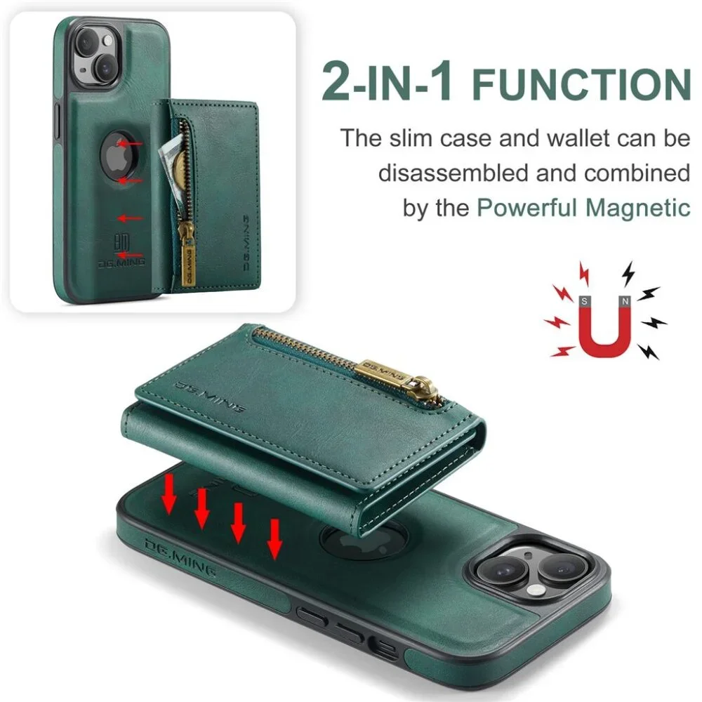DG.MING M5 Series Magnetic 2-in-1 Wallet Leather Phone Case For iPhone 13 ProMax